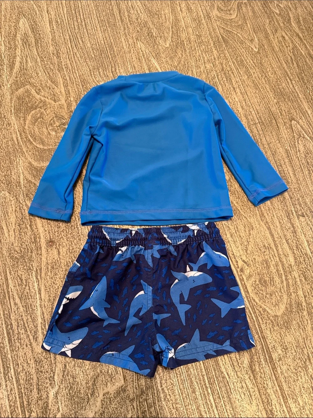 Carter’s Blue Shark Rash Guard Set for Kids - Long Sleeve Swim Top & Shorts